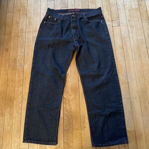 Blac Lacquer Mens Jeans Size 38x33 Dark Wash Red Thread Relaxed Straight Leg